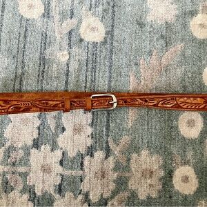 Vintage Brown Leather Belt with Silver Buckle